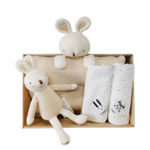 无荧光 生孩子礼物套装(小兔婴儿定型枕,摇铃,手巾10张)