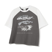 Code Graphy Artwork Raglan Short-Sleeved T-shirt_Charcoal_L