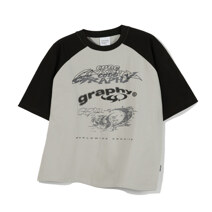 Code Graphy Artwork Raglan Short-Sleeved T-shirt_Grey_L