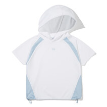 (Woman) WAVE Symbol Coloring Short Sleeve Hoodie_White_S