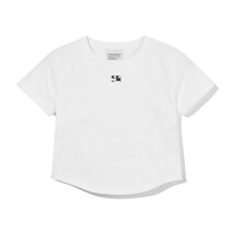 (Woman) COOLCODE WAVE Symbol Cropped Short-Sleeved T-shirt_White_S